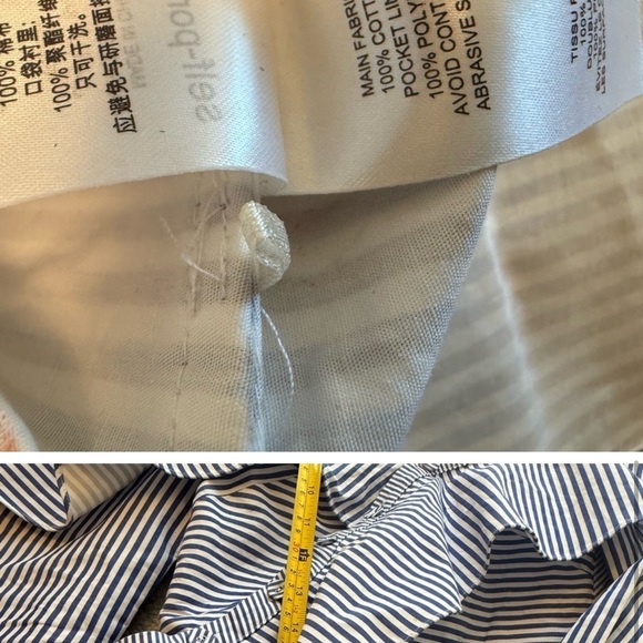 Self-Portrait size 2 EUC worn once Blue and White Striped Ruffle asymmetrical - Picture 3 of 15